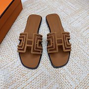 Hermes Geometric Embroidered Oran Sandals - 2
