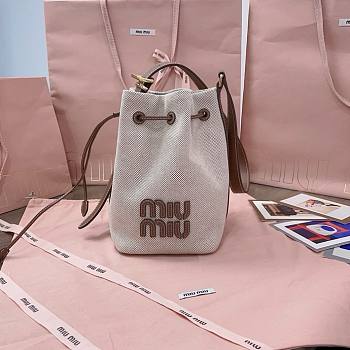 Miu Miu Canvas And Leather Logo Bucket Bag 16 x 22.5 x 14 cm
