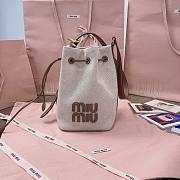 Miu Miu Canvas And Leather Logo Bucket Bag 16 x 22.5 x 14 cm - 3
