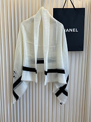 Chanel Off-White and Black Cashmere CC Scarf - 1