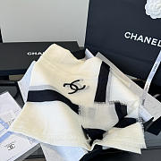 Chanel Off-White and Black Cashmere CC Scarf - 5