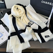 Chanel Off-White and Black Cashmere CC Scarf - 4