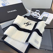 Chanel Off-White and Black Cashmere CC Scarf - 3