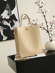 Chanel Small Shopping Bag Vertical Tote Calfskin Beige 28.6x23.5x9.5 - 5