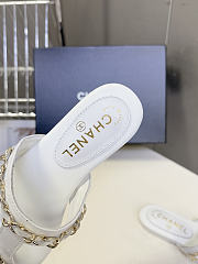 Chanel White Leather T-Strap Thong Sandals - 5
