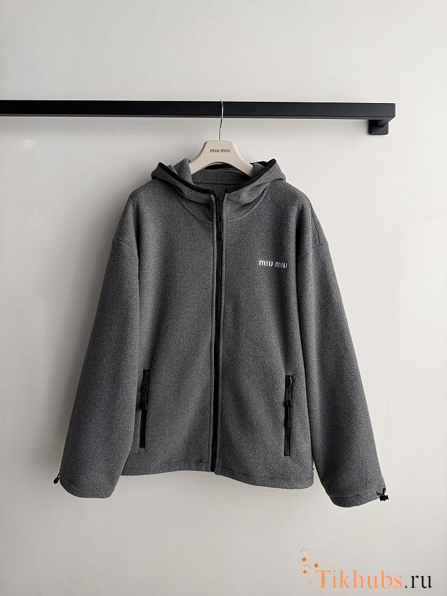 Miu Miu Fleece zippered hoodie jacket Grey - 1