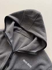 Miu Miu Fleece zippered hoodie jacket Grey - 3