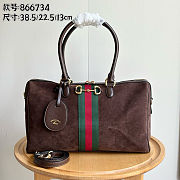 Gucci Borsetto Large Boston Bag in Dark Brown Suede 38.5x22.5x13cm - 1