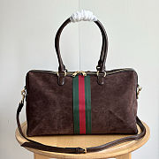 Gucci Borsetto Large Boston Bag in Dark Brown Suede 38.5x22.5x13cm - 6