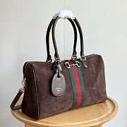 Gucci Borsetto Large Boston Bag in Dark Brown Suede 38.5x22.5x13cm - 5