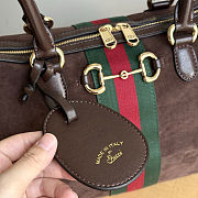 Gucci Borsetto Large Boston Bag in Dark Brown Suede 38.5x22.5x13cm - 2