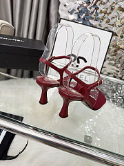 Chanel Red Mesh Slingback Sandals - 3