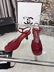 Chanel Red Mesh Slingback Sandals - 4