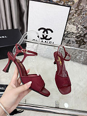 Chanel Red Mesh Slingback Sandals - 5