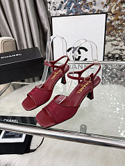 Chanel Red Mesh Slingback Sandals - 6