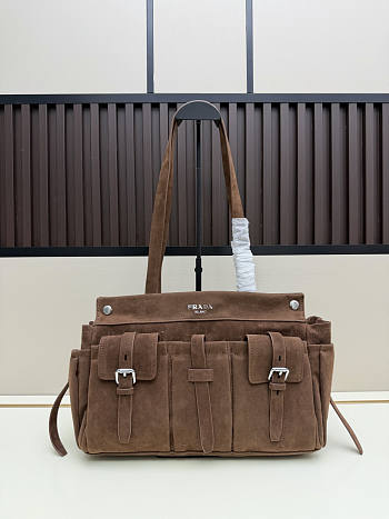  Prada Medium Suede Tote Bag Brown 35×24×11cm