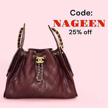 Chanel 25 Small Handbag Red Wine Calfskin Gold 30x26x14cm