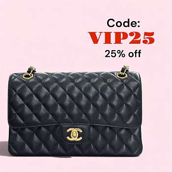 Chanel Flap Bag Caviar In Black 25cm With Gold Hardware