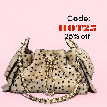 Chanel 2SC Drawsting Mini Handbag Beige Sheepskin & Gold-plated Metal 20x22x12.5cm