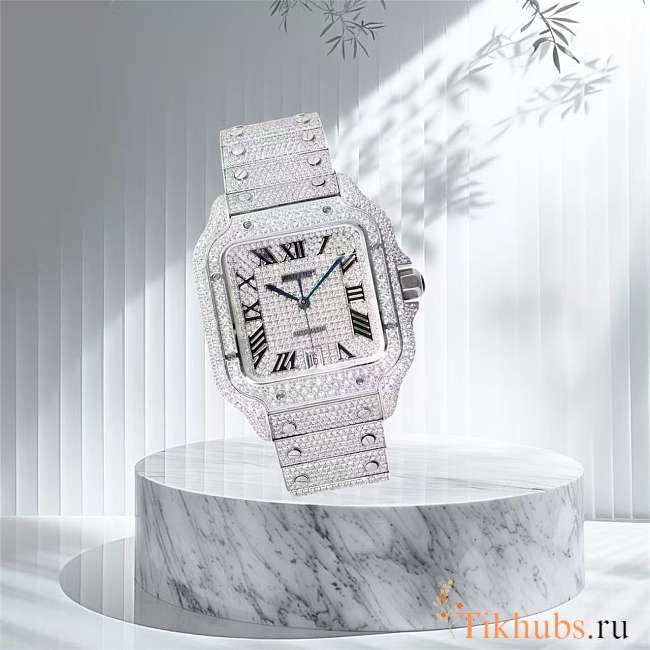 Cartier Santos de Cartier Silver Diamond Watch - 1