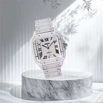 Cartier Santos de Cartier Silver Diamond Watch