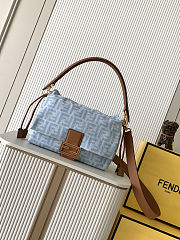 Fendi Light Blue FF Denim Mamma Baguette Bag 26.5x8.5x18cm - 3