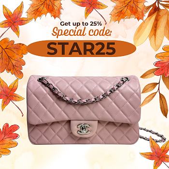 Chanel Flap Bag Pink Caviar Pink Pastel A01112 Size 25.5 x 15.5 x 6.5 cm