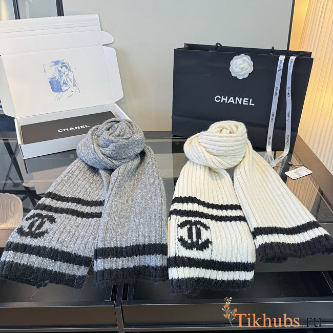 Chanel Ribbed Knit Scarf - 1
