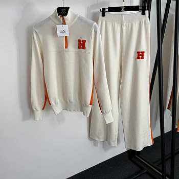 Hermes Women's Quarter Zip Knitted Tracksuit Set